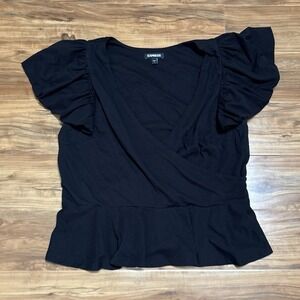 Express Black Ruffled Sleeve Blouse
